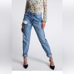One Teaspoon BERLIN BLUE 1982s HIGH WAIST BALLOON JEANS with rips $180 Size 26